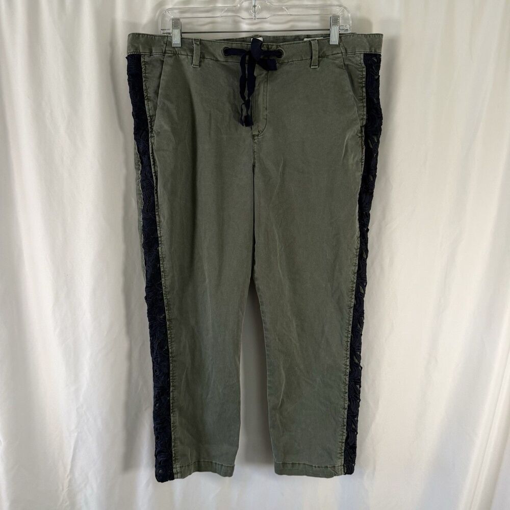 Gap Girlfriend Chino Pants Women's 16 Green Drawstring Side Lace